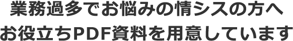 業務過多でお悩みの情シスの方へお役立ちPDF資料を用意しています