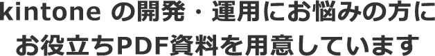 kintone の開発・運用にお悩みの方にお役立ちPDF資料を用意しています