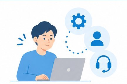 日々の情シス運用業務を外部支援するイメージ